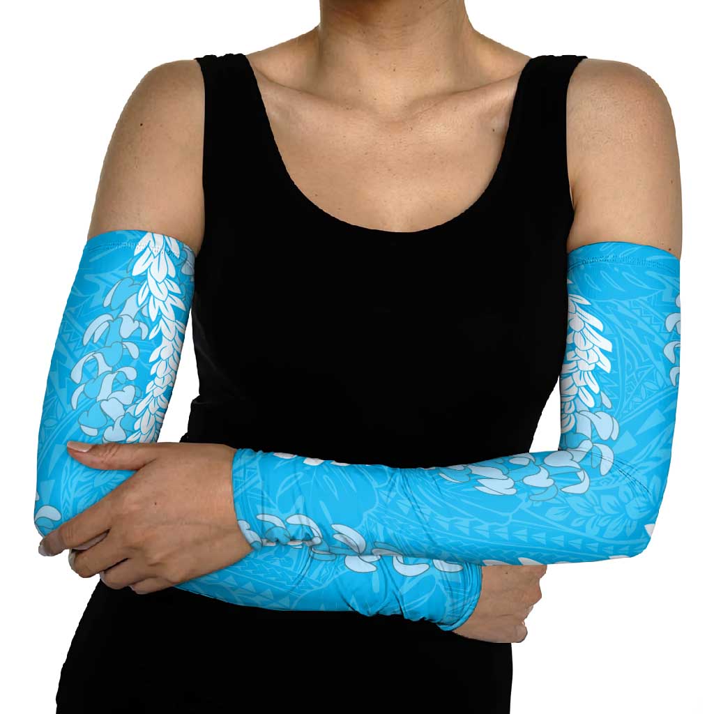 Puakenikeni and Maile Lei Arm Sleeves Blue Double Strand Lei - Polynesian Pride