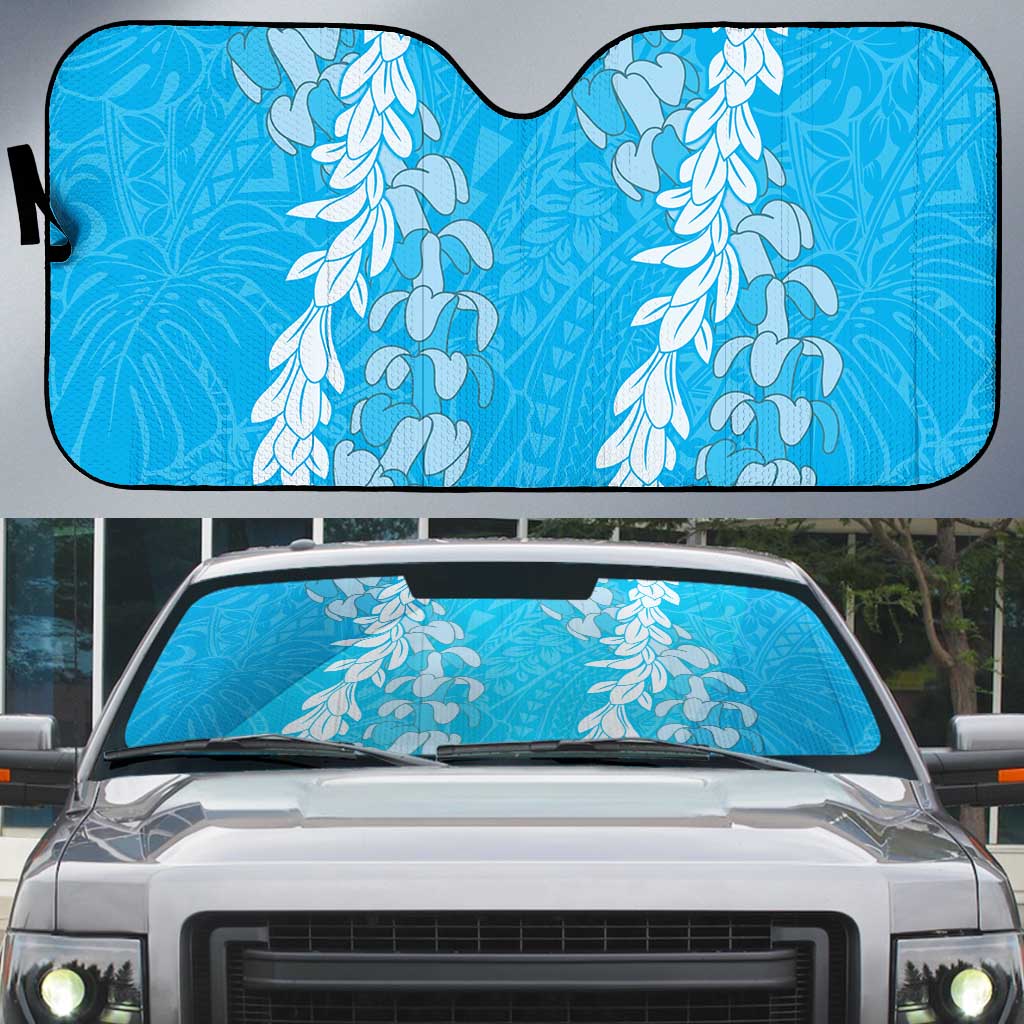 Puakenikeni and Maile Lei Auto Sun Shade Blue Double Strand Lei LT9 Blue - Polynesian Pride