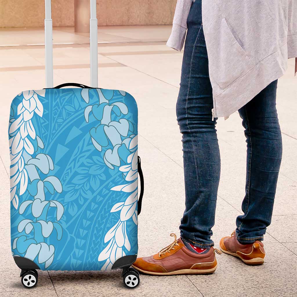 Puakenikeni and Maile Lei Luggage Cover Blue Double Strand Lei