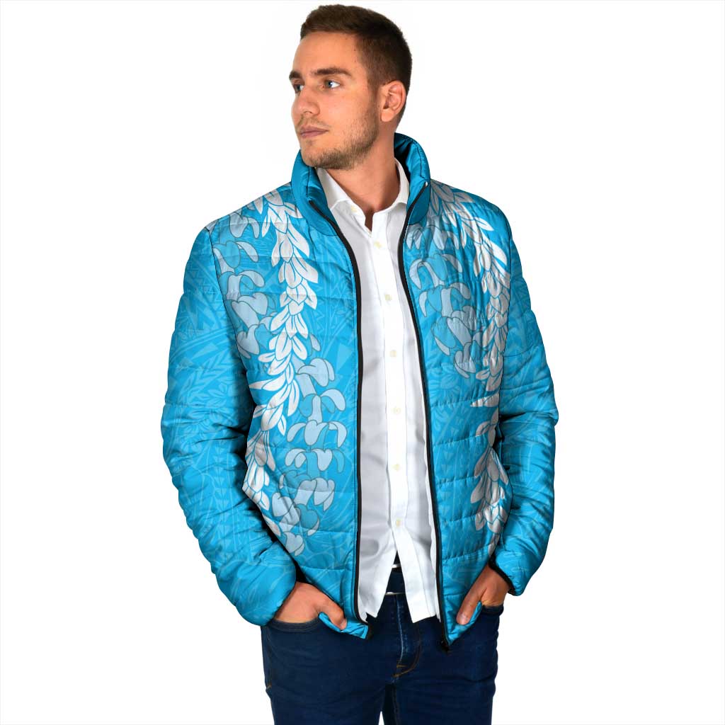Puakenikeni and Maile Lei Padded Jacket Blue Double Strand Lei - Polynesian Pride