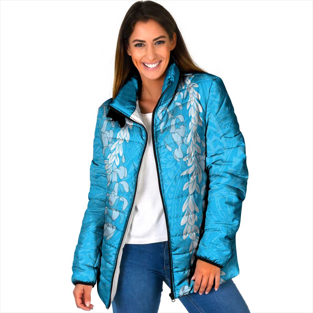 Puakenikeni and Maile Lei Padded Jacket Blue Double Strand Lei - Polynesian Pride