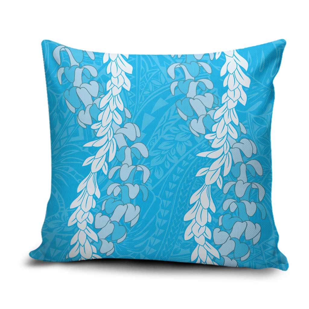 Puakenikeni and Maile Lei Pillow Cover Blue Double Strand Lei LT9 Blue - Polynesian Pride