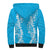 Puakenikeni and Maile Lei Sherpa Hoodie Blue Double Strand Lei