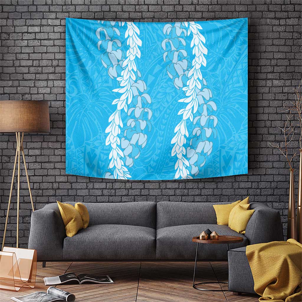 Puakenikeni and Maile Lei Tapestry Blue Double Strand Lei