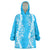 Puakenikeni and Maile Lei Wearable Blanket Hoodie Blue Double Strand Lei