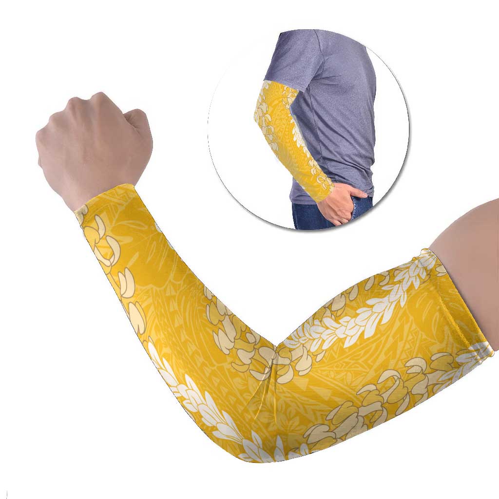 Puakenikeni and Maile Lei Arm Sleeves Gold Double Strand Lei - Polynesian Pride