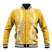 Puakenikeni and Maile Lei Baseball Jacket Gold Double Strand Lei