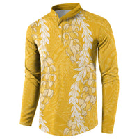 Puakenikeni and Maile Lei Button Sweatshirt Gold Double Strand Lei