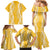 Puakenikeni and Maile Lei Family Matching Mermaid Dress and Hawaiian Shirt Gold Double Strand Lei