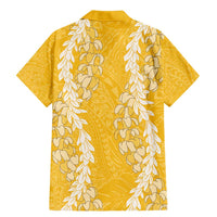 Puakenikeni and Maile Lei Family Matching Mermaid Dress and Hawaiian Shirt Gold Double Strand Lei LT9 - Polynesian Pride