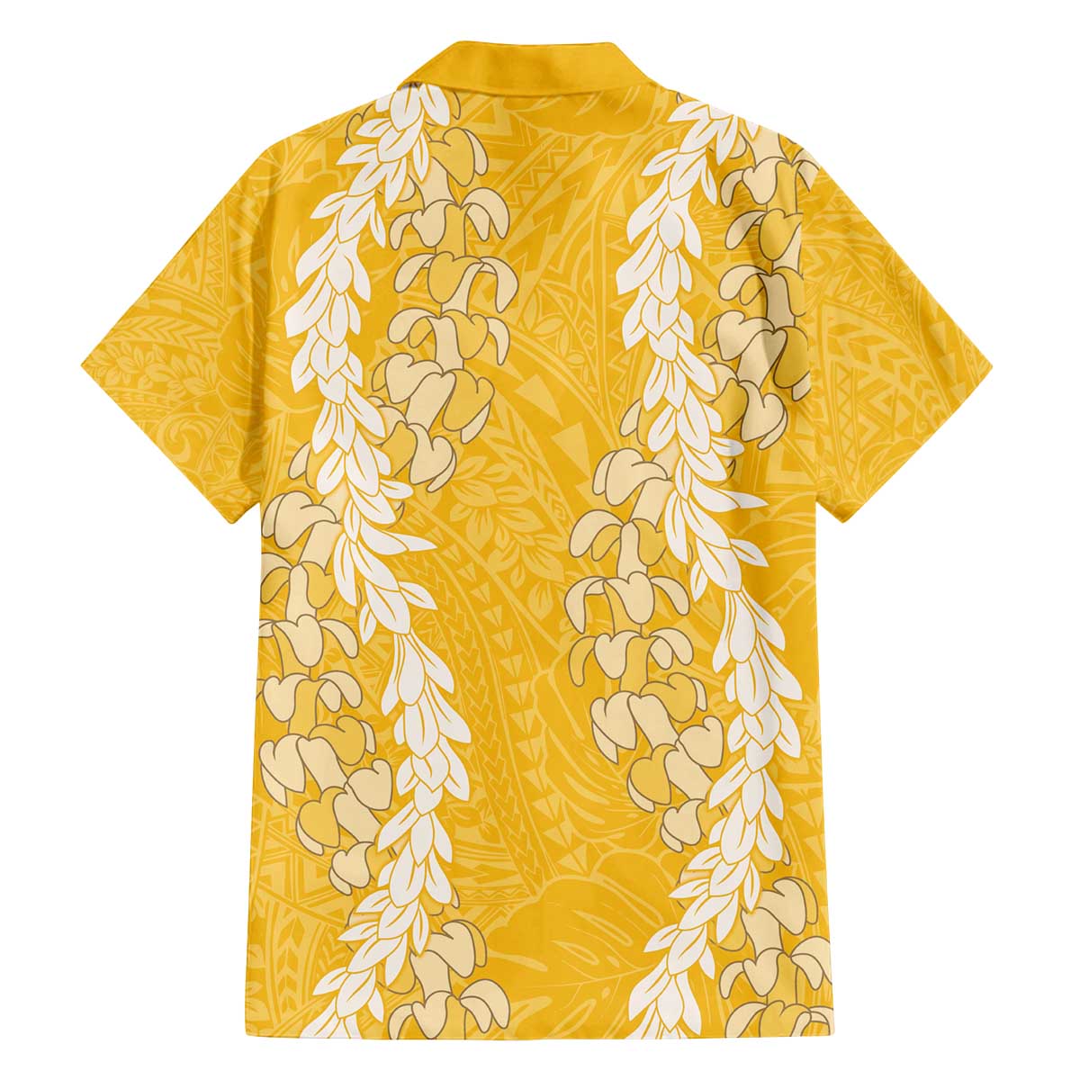 Puakenikeni and Maile Lei Family Matching Off The Shoulder Long Sleeve Dress and Hawaiian Shirt Gold Double Strand Lei LT9 - Polynesian Pride