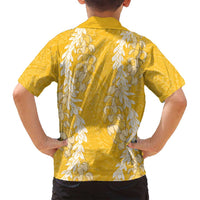 Puakenikeni and Maile Lei Family Matching Puletasi and Hawaiian Shirt Gold Double Strand Lei LT9 - Polynesian Pride