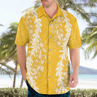 Puakenikeni and Maile Lei Hawaiian Shirt Gold Double Strand Lei