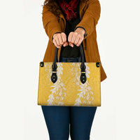 Puakenikeni and Maile Lei Leather Bag Gold Double Strand Lei - Polynesian Pride