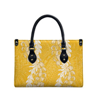 Puakenikeni and Maile Lei Leather Bag Gold Double Strand Lei - Polynesian Pride
