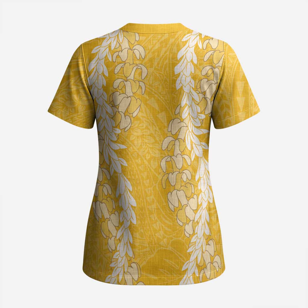 Puakenikeni and Maile Lei Scrub Top Gold Double Strand Lei - Polynesian Pride
