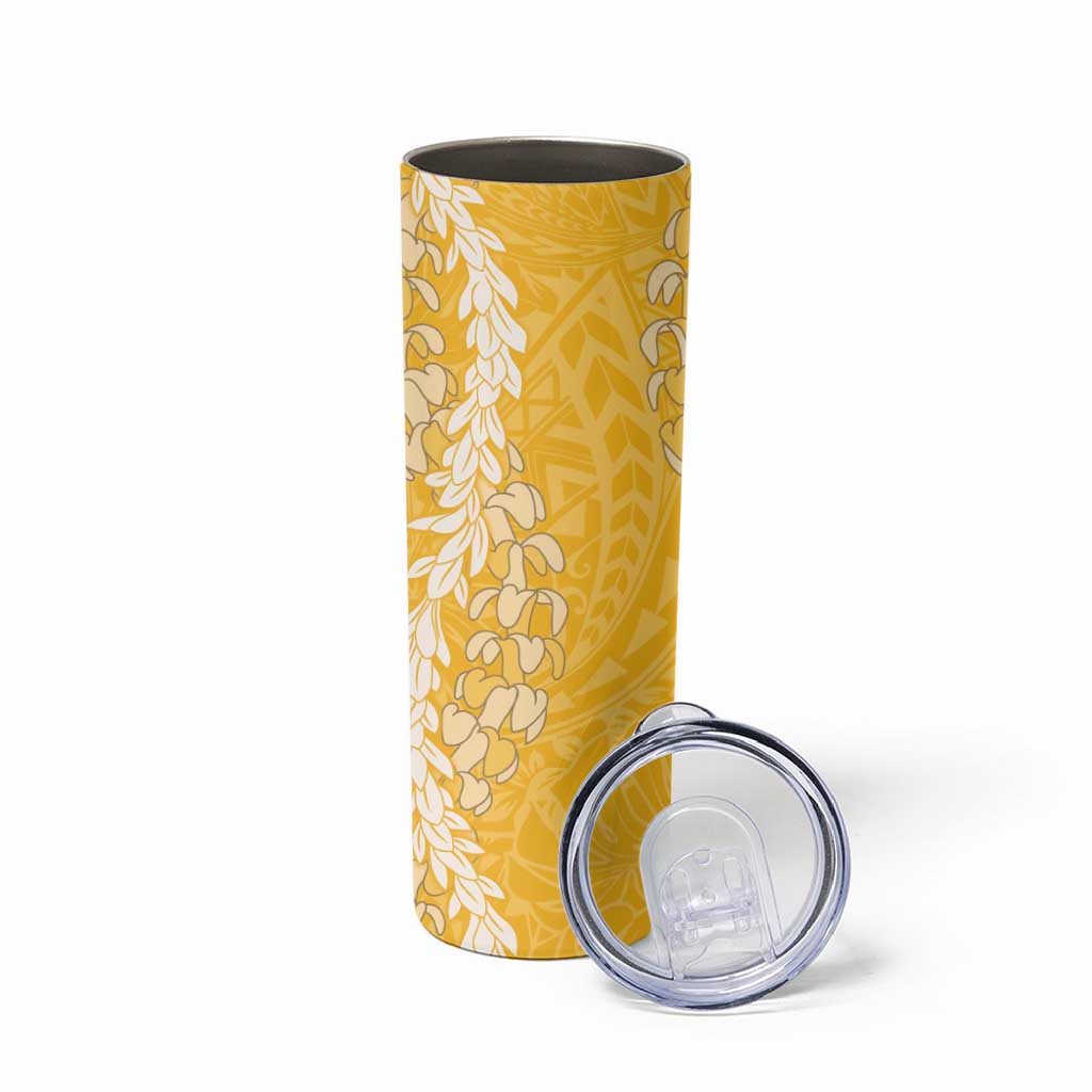 Puakenikeni and Maile Lei Skinny Tumbler Gold Double Strand Lei