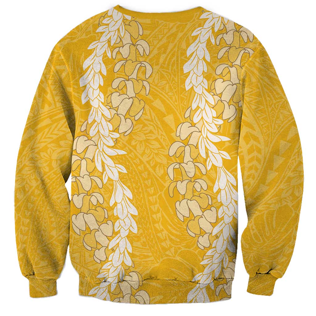 Puakenikeni and Maile Lei Sweatshirt Gold Double Strand Lei