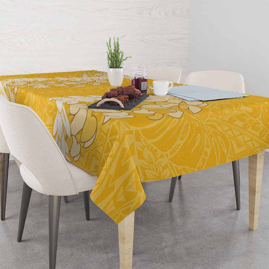 Puakenikeni and Maile Lei Tablecloth Gold Double Strand Lei