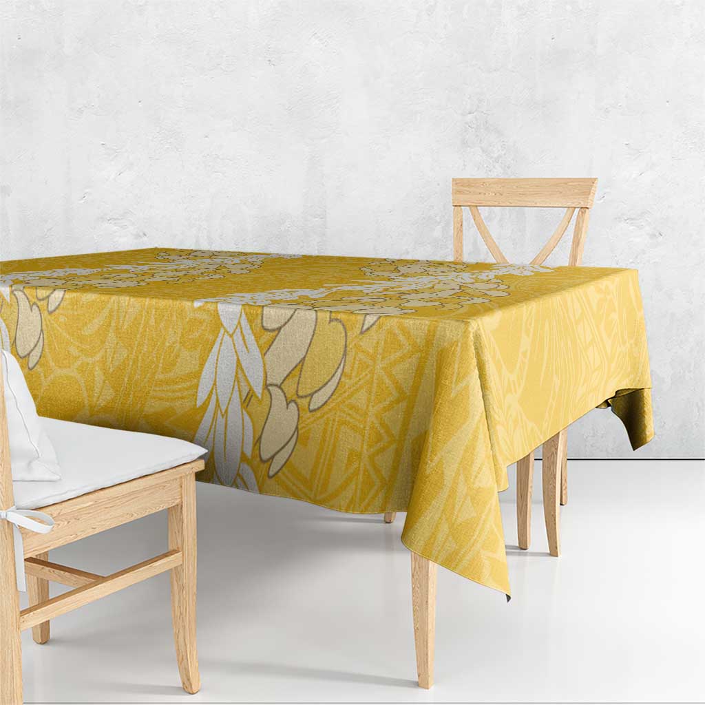Puakenikeni and Maile Lei Tablecloth Gold Double Strand Lei