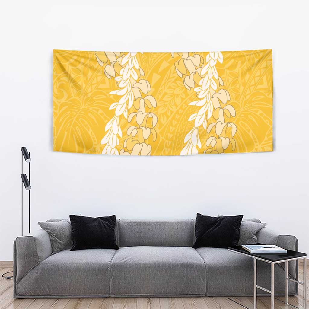Puakenikeni and Maile Lei Tapestry Gold Double Strand Lei