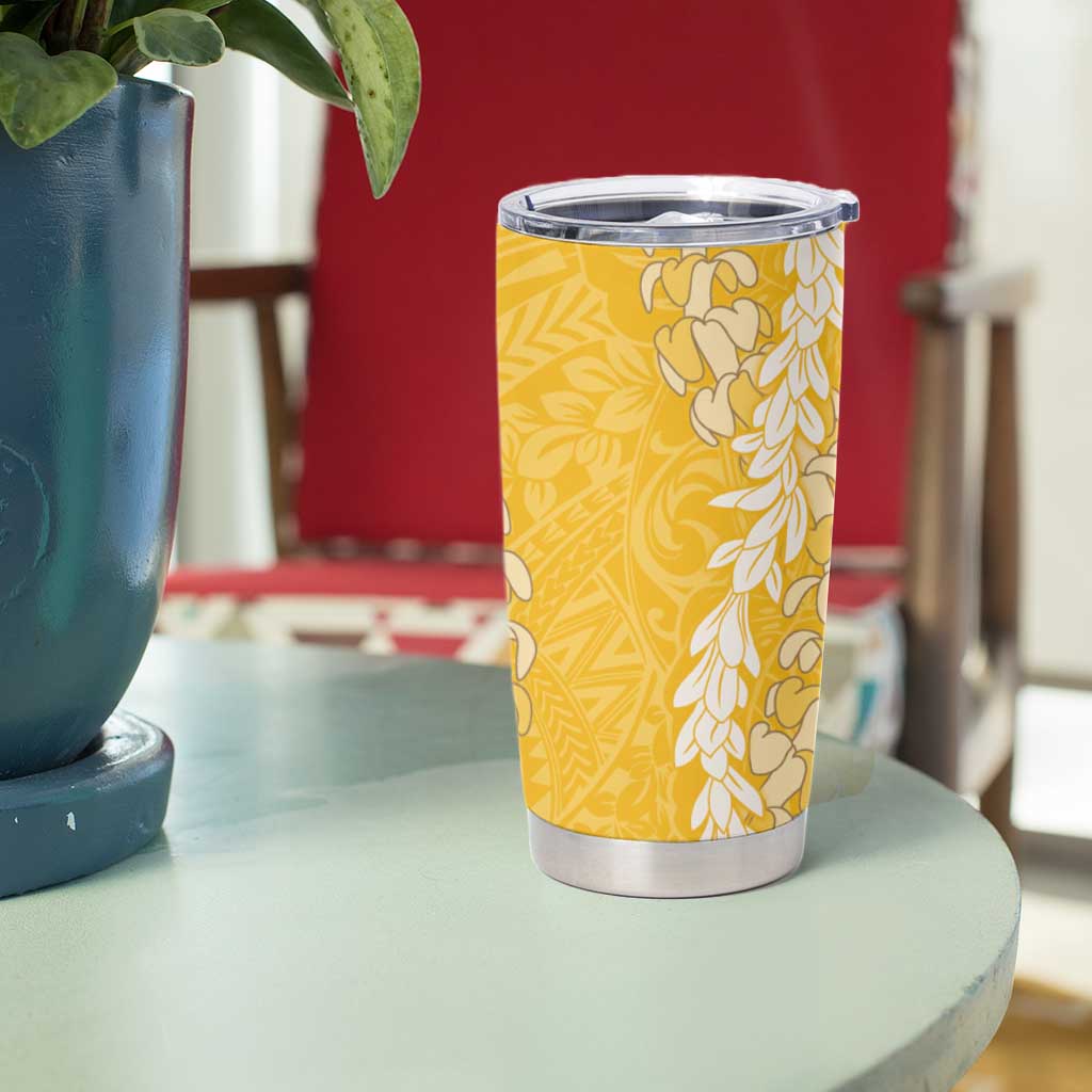 Puakenikeni and Maile Lei Tumbler Cup Gold Double Strand Lei LT9 - Polynesian Pride