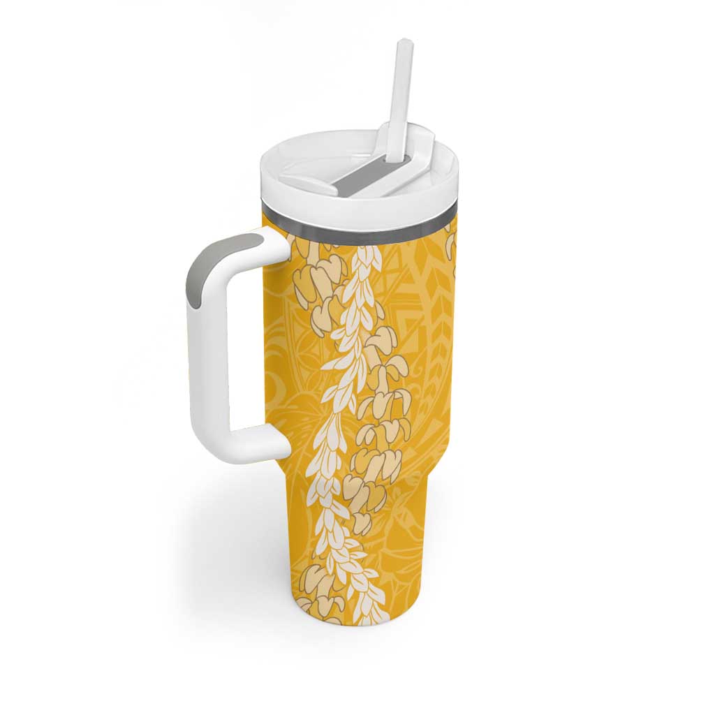 Puakenikeni and Maile Lei Tumbler With Handle Gold Double Strand Lei