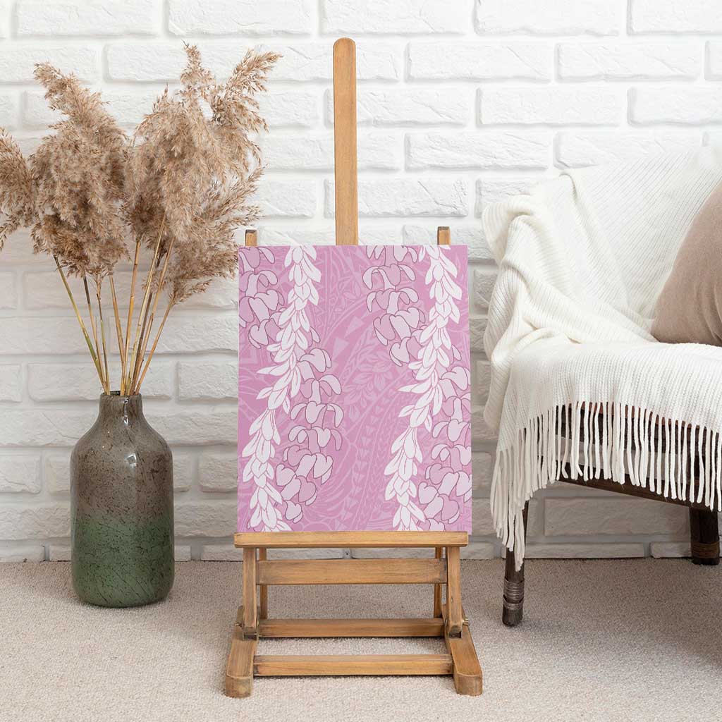 Puakenikeni and Maile Lei Canvas Wall Art Pink Double Strand Lei
