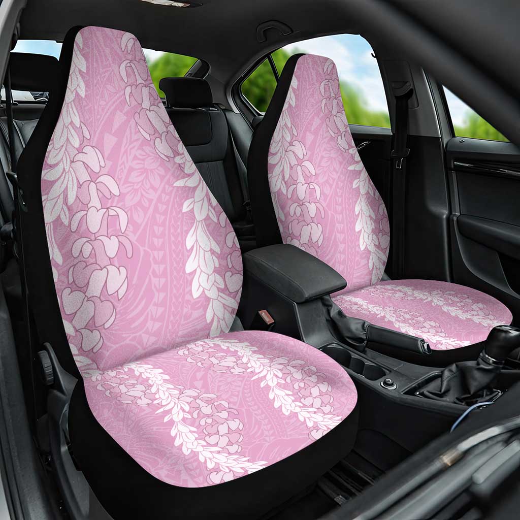 Puakenikeni and Maile Lei Car Seat Cover Pink Double Strand Lei