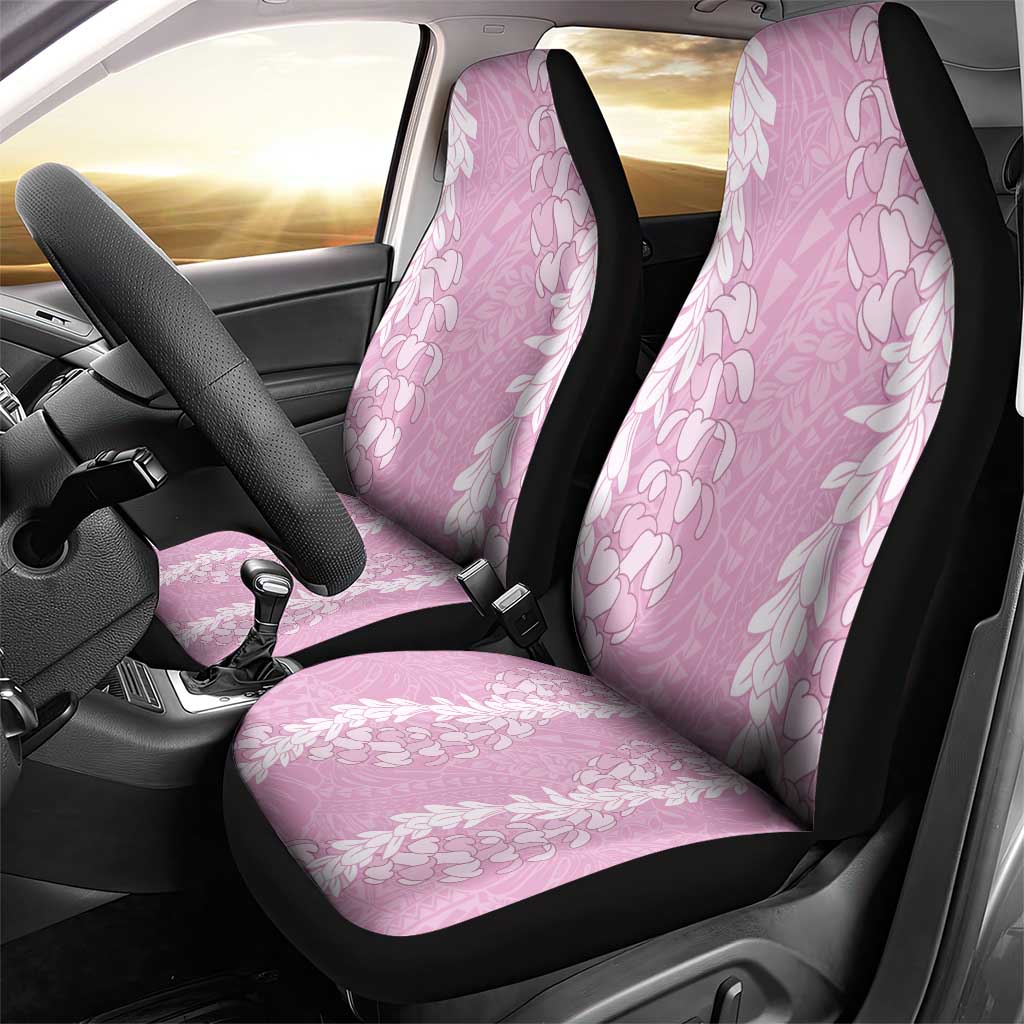 Puakenikeni and Maile Lei Car Seat Cover Pink Double Strand Lei