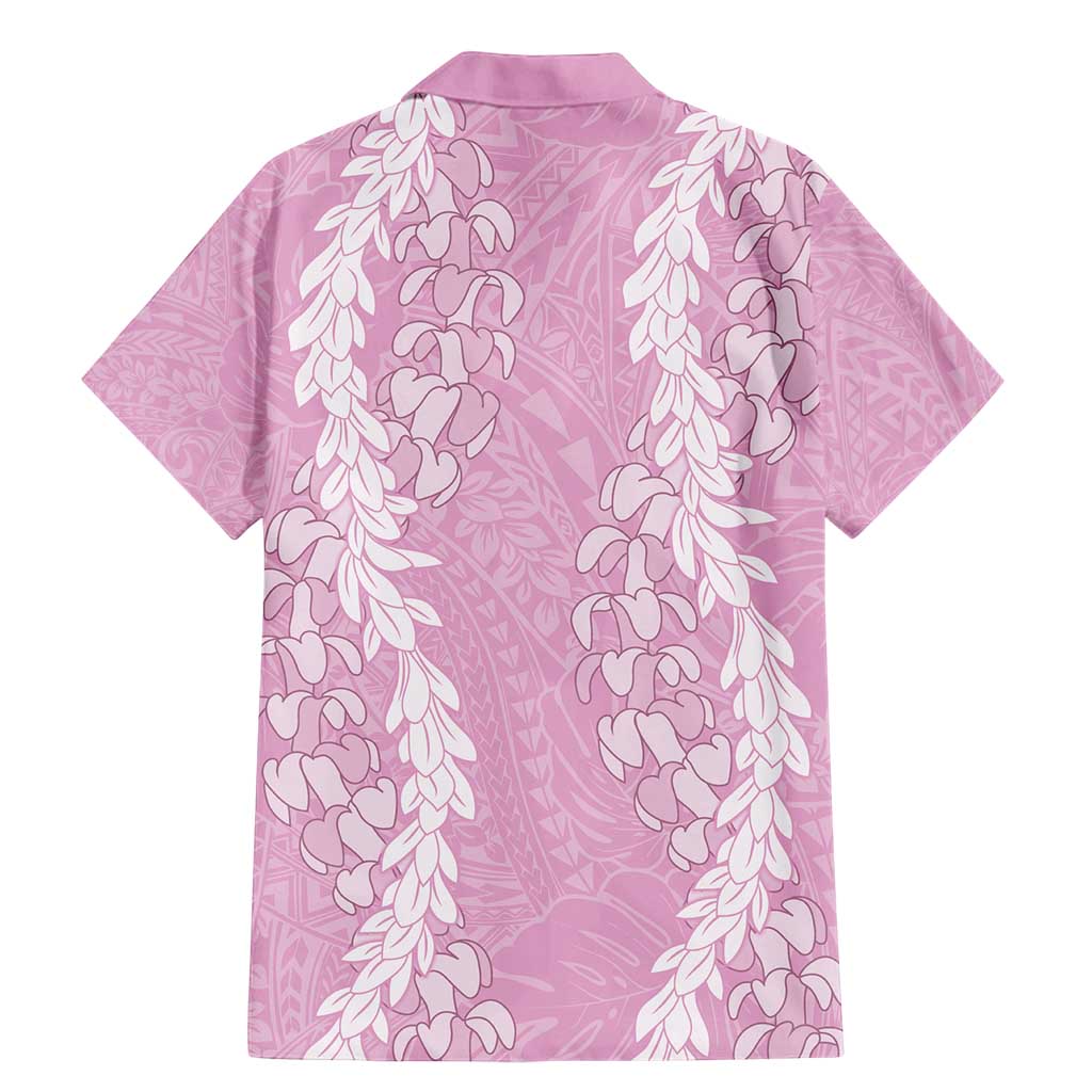 Puakenikeni and Maile Lei Family Matching Mermaid Dress and Hawaiian Shirt Pink Double Strand Lei LT9 - Polynesian Pride