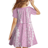 Puakenikeni and Maile Lei Family Matching Tank Maxi Dress and Hawaiian Shirt Pink Double Strand Lei LT9 - Polynesian Pride