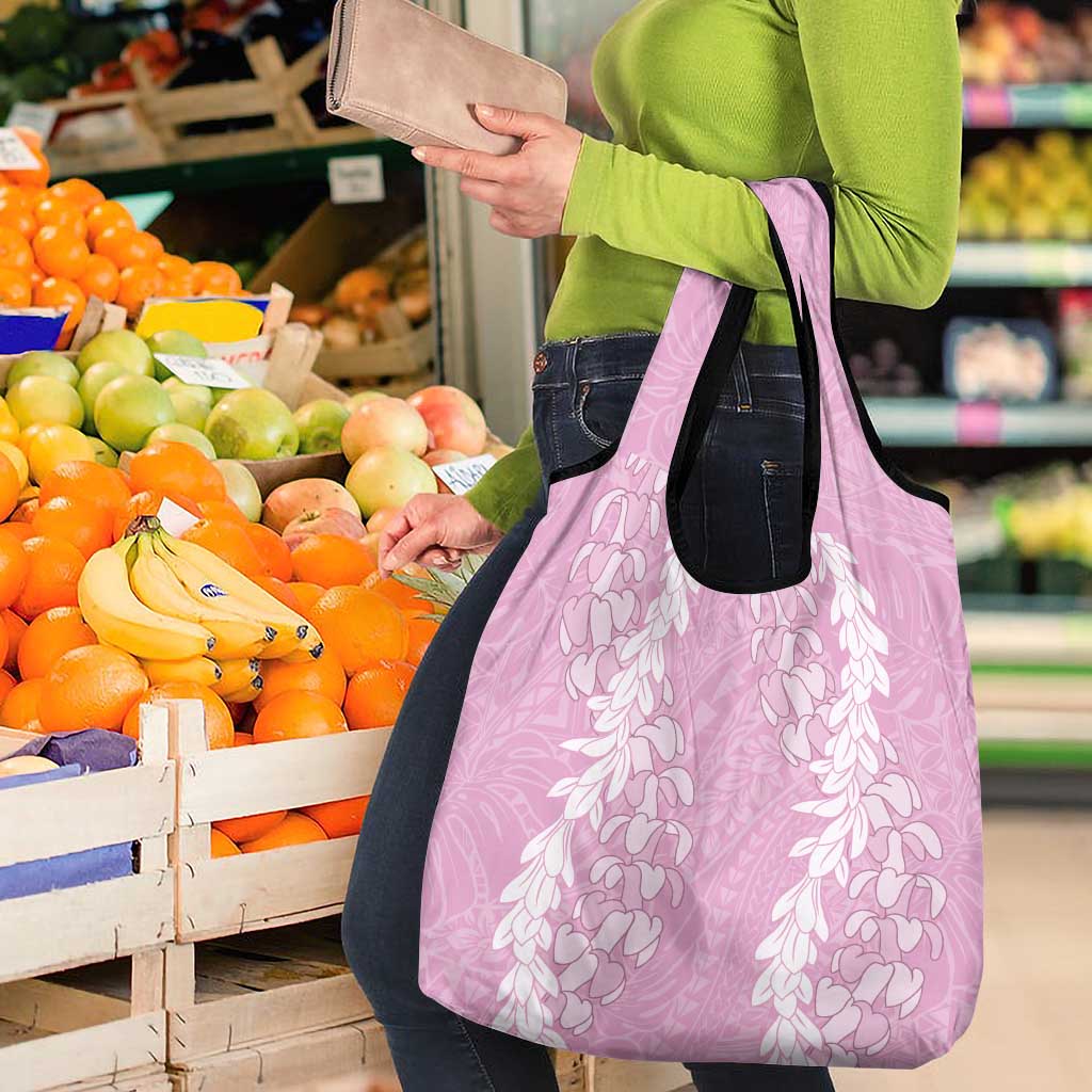 Puakenikeni and Maile Lei Grocery Bag Pink Double Strand Lei