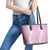 Puakenikeni and Maile Lei Leather Tote Bag Pink Double Strand Lei