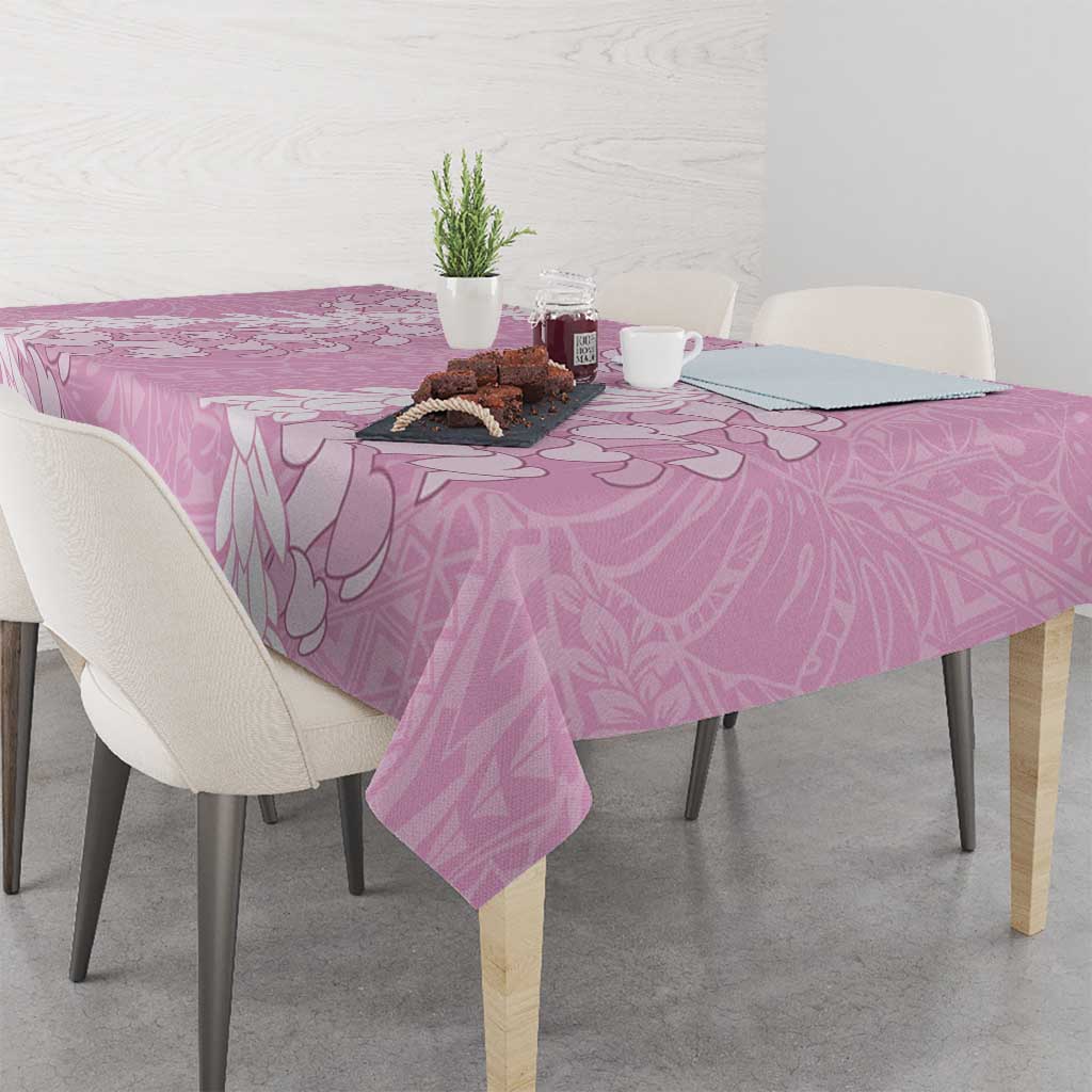 Puakenikeni and Maile Lei Tablecloth Pink Double Strand Lei