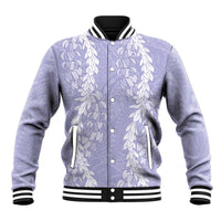 Puakenikeni and Maile Lei Baseball Jacket Purple Double Strand Lei