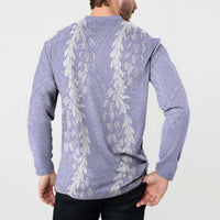 Puakenikeni and Maile Lei Button Sweatshirt Purple Double Strand Lei
