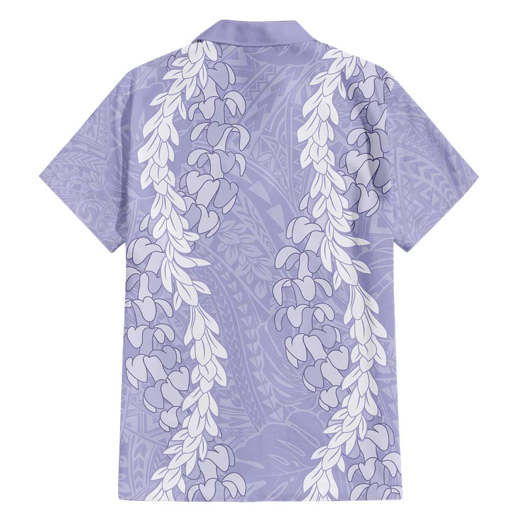 Puakenikeni and Maile Lei Family Matching Long Sleeve Bodycon Dress and Hawaiian Shirt Purple Double Strand Lei LT9 - Polynesian Pride