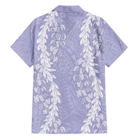 Puakenikeni and Maile Lei Family Matching Long Sleeve Bodycon Dress and Hawaiian Shirt Purple Double Strand Lei LT9 - Polynesian Pride
