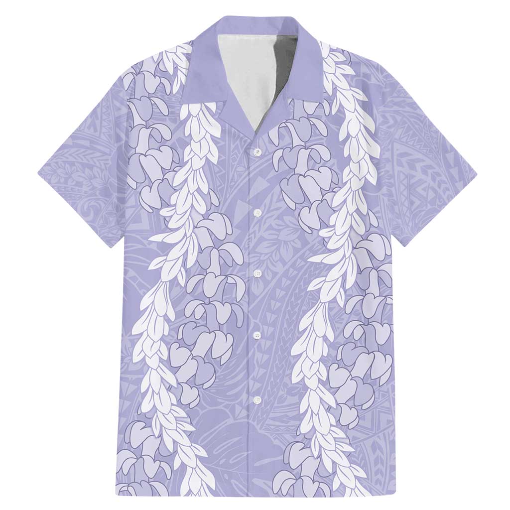 Puakenikeni and Maile Lei Family Matching Mermaid Dress and Hawaiian Shirt Purple Double Strand Lei LT9 Dad's Shirt - Short Sleeve Purple - Polynesian Pride