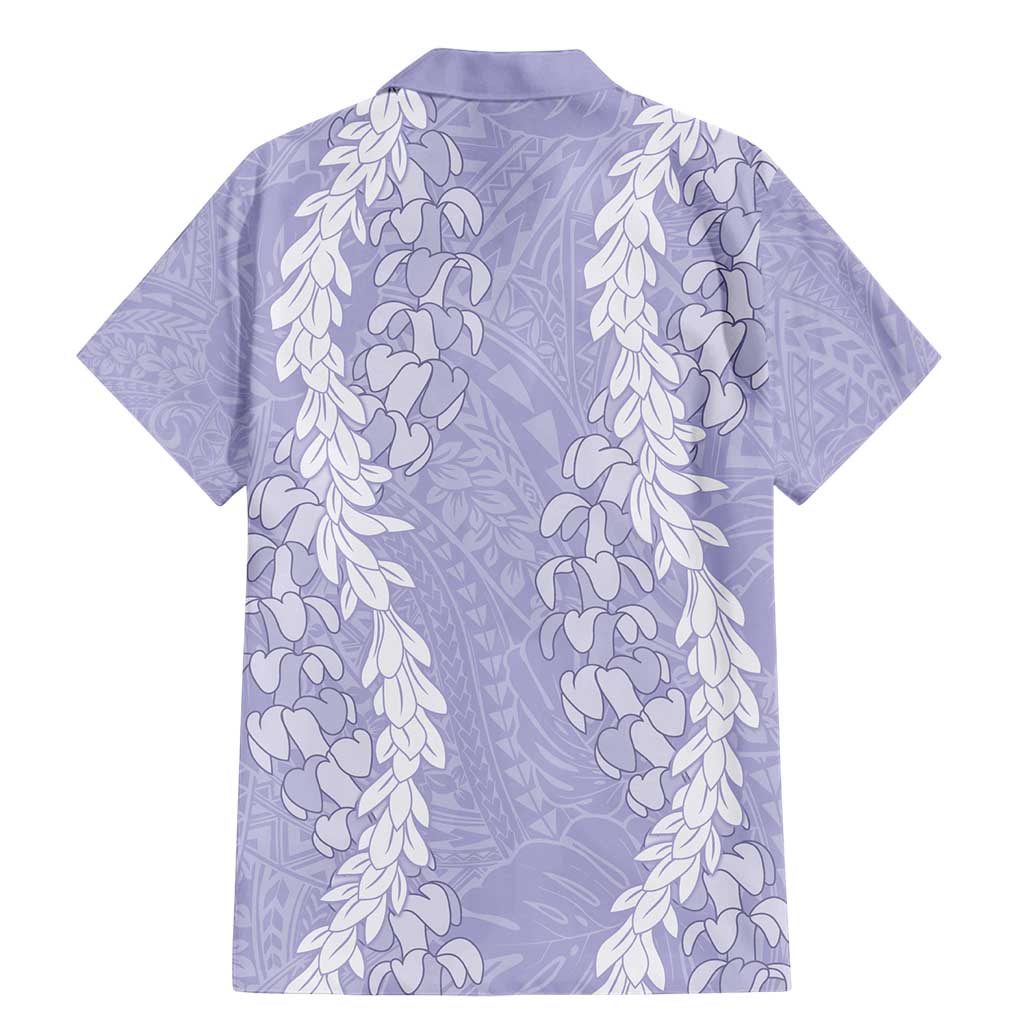 Puakenikeni and Maile Lei Family Matching Mermaid Dress and Hawaiian Shirt Purple Double Strand Lei LT9 - Polynesian Pride
