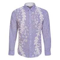 Puakenikeni and Maile Lei Family Matching Mermaid Dress and Hawaiian Shirt Purple Double Strand Lei LT9 Dad's Shirt - Long Sleeve Purple - Polynesian Pride