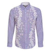 Puakenikeni and Maile Lei Family Matching Puletasi and Hawaiian Shirt Purple Double Strand Lei LT9 Dad's Shirt - Long Sleeve Purple - Polynesian Pride