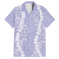 Puakenikeni and Maile Lei Family Matching Short Sleeve Bodycon Dress and Hawaiian Shirt Purple Double Strand Lei LT9 Dad's Shirt - Short Sleeve Purple - Polynesian Pride