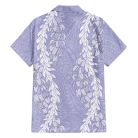 Puakenikeni and Maile Lei Family Matching Short Sleeve Bodycon Dress and Hawaiian Shirt Purple Double Strand Lei LT9 - Polynesian Pride