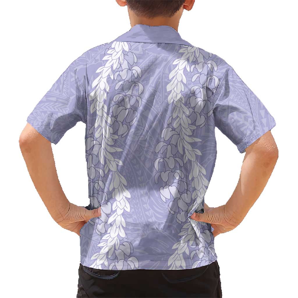 Puakenikeni and Maile Lei Kid Hawaiian Shirt Purple Double Strand Lei