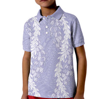 Puakenikeni and Maile Lei Kid Polo Shirt Purple Double Strand Lei