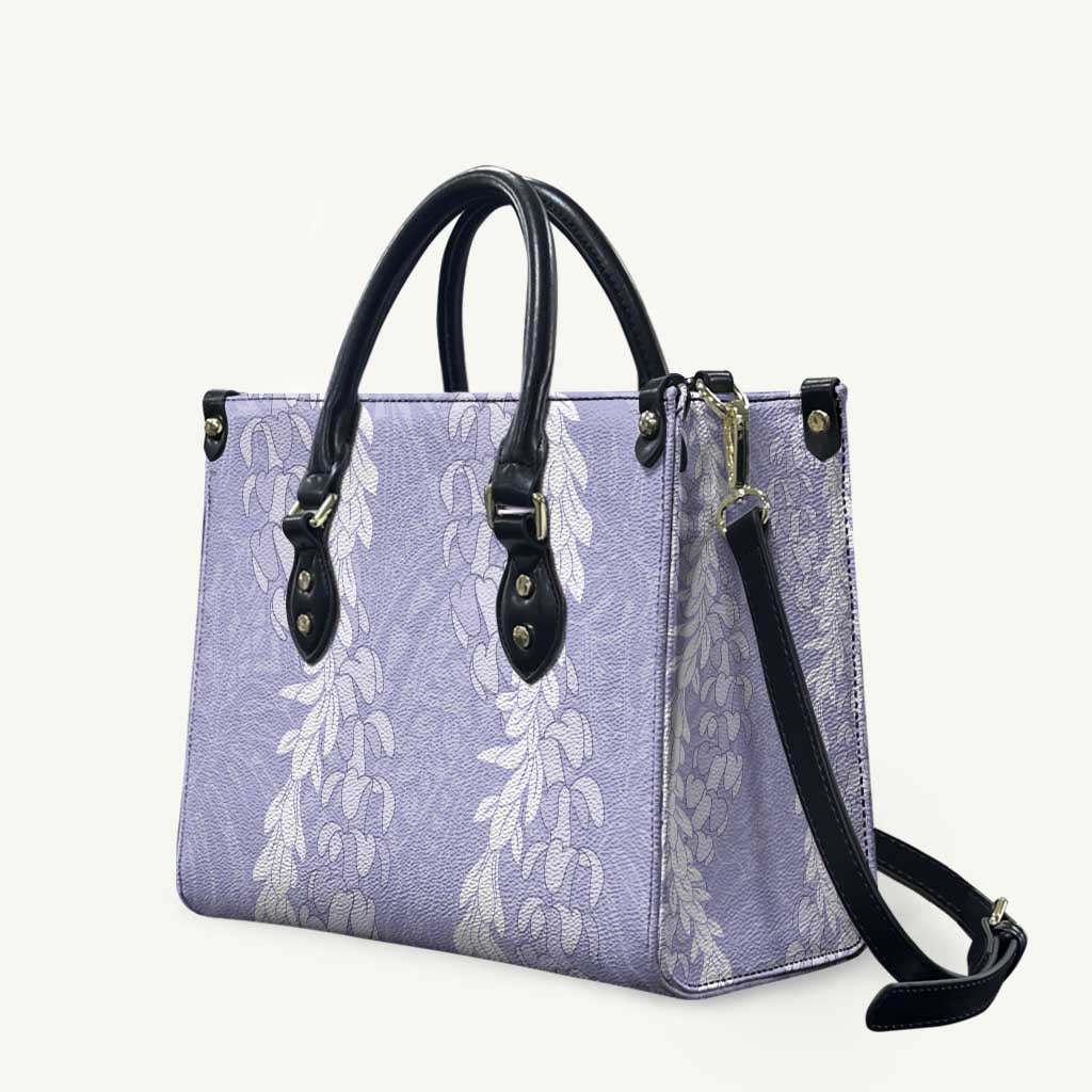 Puakenikeni and Maile Lei Leather Bag Purple Double Strand Lei LT9 Purple - Polynesian Pride