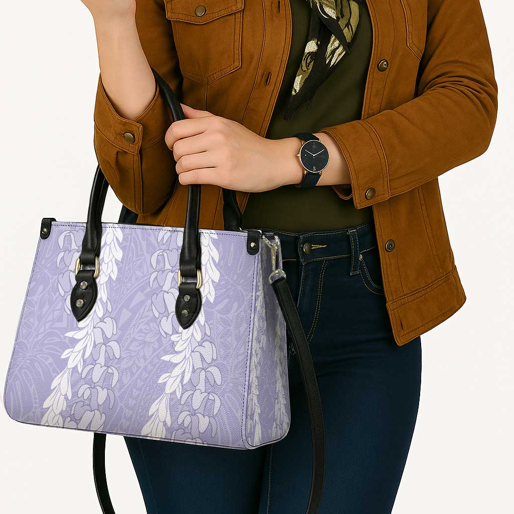 Puakenikeni and Maile Lei Leather Bag Purple Double Strand Lei - Polynesian Pride