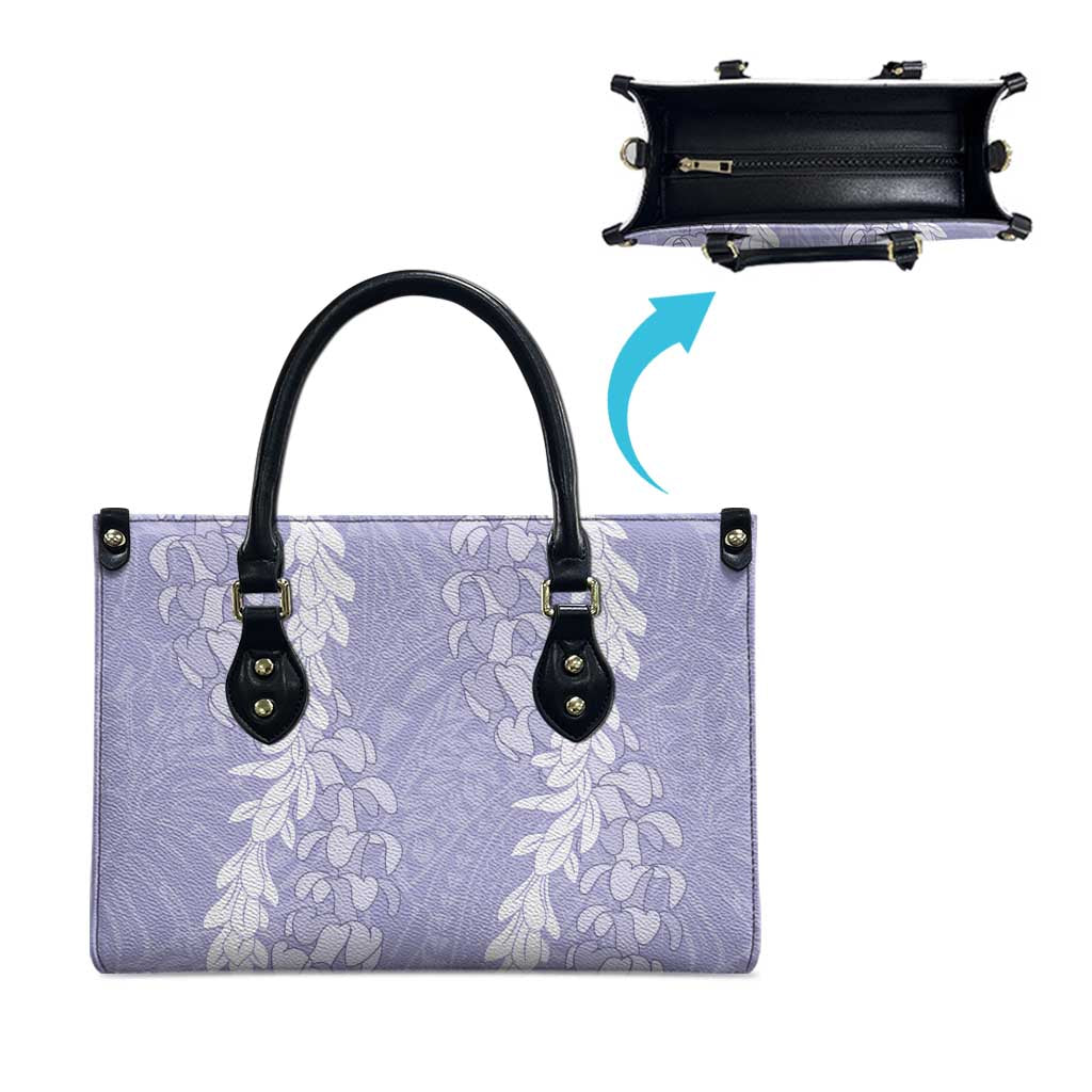 Puakenikeni and Maile Lei Leather Bag Purple Double Strand Lei - Polynesian Pride